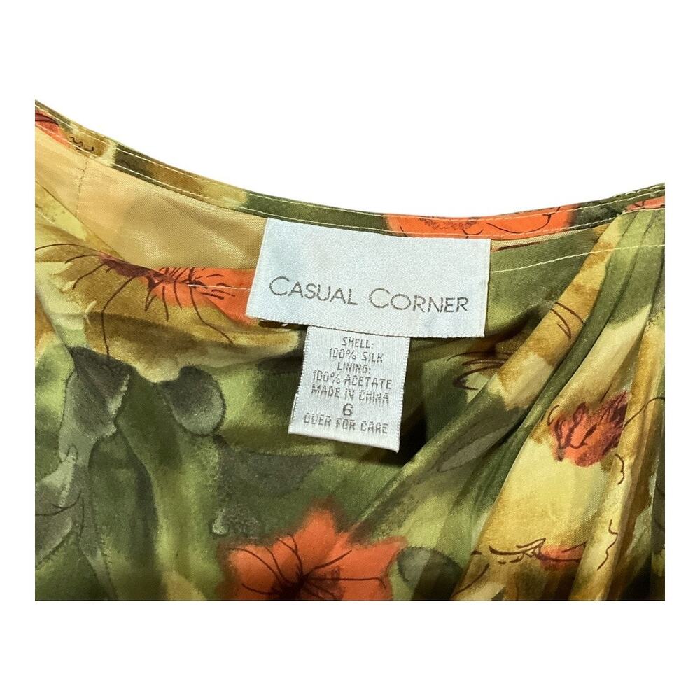 Casual Corner Skirt Woman 6 Green 100% Silk - Picture 2 of 3